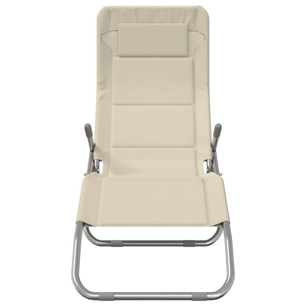 vidaXL Sedie Pieghevoli 2pz Crema Textilene Acciaio Verniciato Polvere