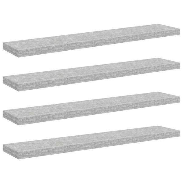 vidaXL Scaffali a Parete 4 pz Grigio Cemento 120x23,5x3,8 cm in MDF