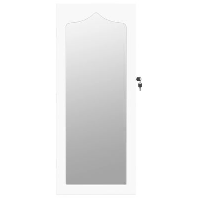 vidaXL Armadio Portagioie con Specchio a Muro Bianco 37,5x10x90 cm