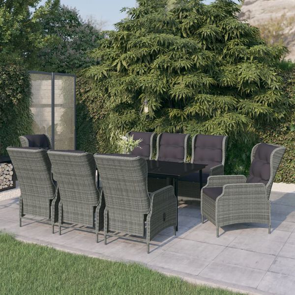 vidaXL Set da Pranzo da Giardino 9 pz Grigio Chiaro