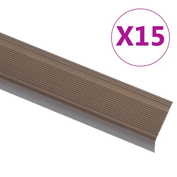 vidaXL Profili a L per Gradini 15 pz in Alluminio 90 cm Marrone
