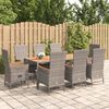 vidaXL Set da Pranzo da Giardino 9 pz con Cuscini in Polyrattan Grigio