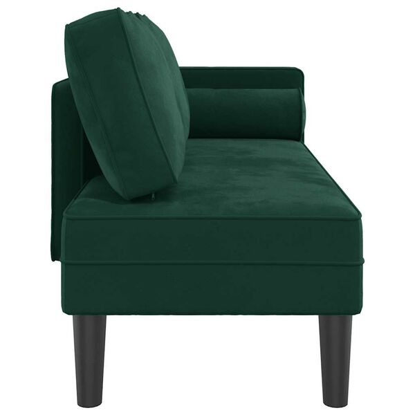 vidaXL Chaise Longue con Cuscini Verde Scuro in Velluto