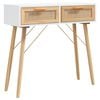 vidaXL Tavolo Consolle Bianco 80x30x75cm Massello Pino Rattan Naturale