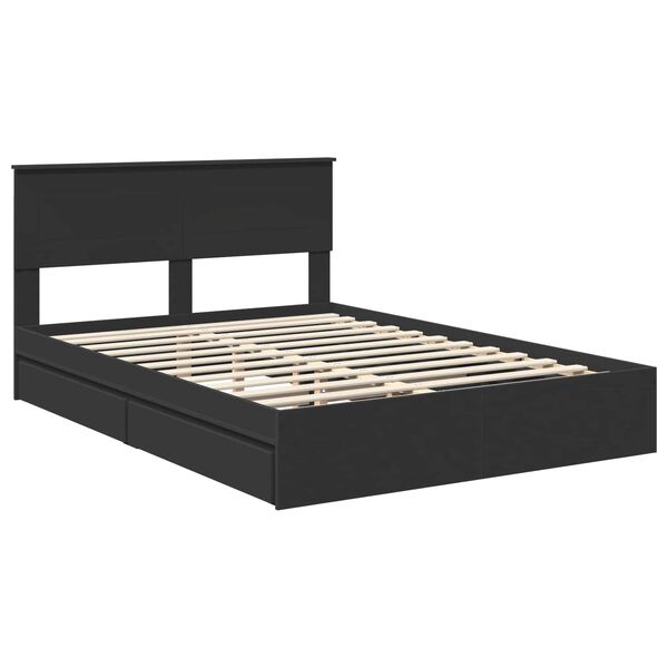 vidaXL Letto con Contenitore Nero 150 x 200 cm Legno multistrato