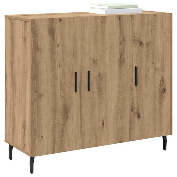 vidaXL Credenza Rovere artigianale 90 x 34 x 80 cm Legno multistrato