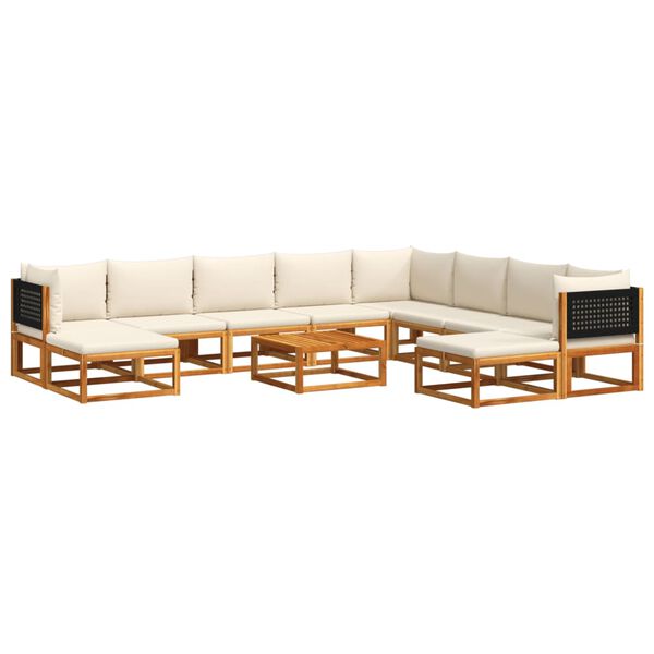 vidaXL Set di divani da giardino 11 pz con cuscini in legno di acacia e rattan
