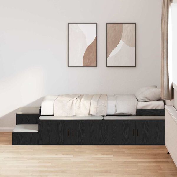 vidaXL Struttura letto con contenitore Rovere nero 234 x 118 x 53.5 cm