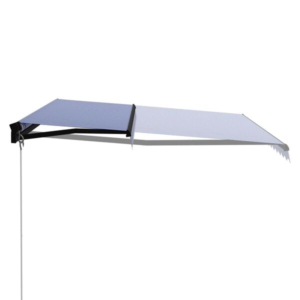 vidaXL Tenda da Sole Retrattile Manuale 450x300 cm Blu e Bianca