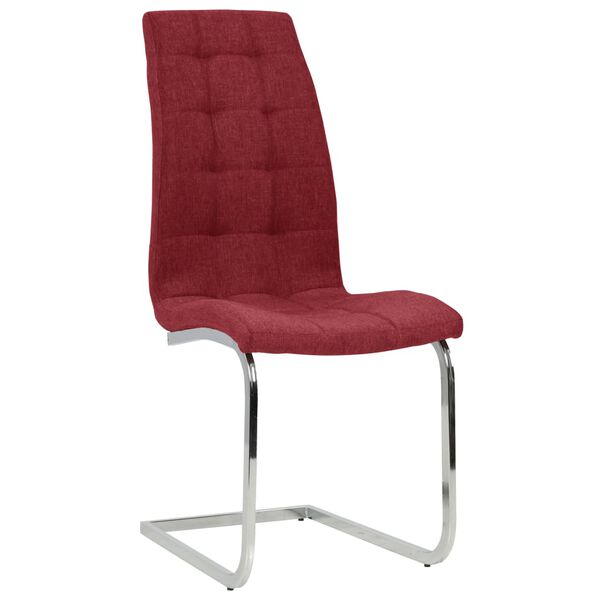 vidaXL Sedie da Pranzo a Sbalzo 4 pz Rosso Vino in Tessuto