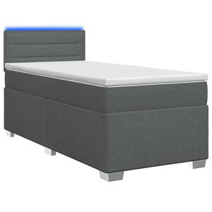 vidaXL Letto con Box Spring, Materasso e LED Grigio Scuro 80 x 200 cm