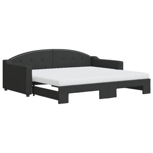 vidaXL Divano Letto Estraibile con Materassi Nero 90x190 cm in Tessuto
