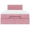 vidaXL Pouf Letto con Materasso e LED Rosa 120x190cm in Velluto