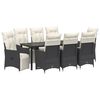 vidaXL Set da Pranzo per Giardino con cuscino 9 pcs Nero Poly Rattan