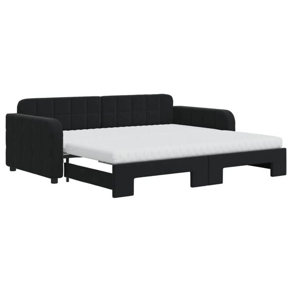 vidaXL Divano Letto Estraibile con Materassi Nero 90x190 cm Velluto