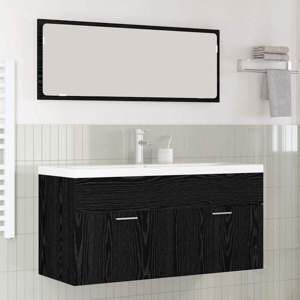 vidaXL Mobile da Bagno con porta Rovere Nero 100 x 38,5 x 46 cm