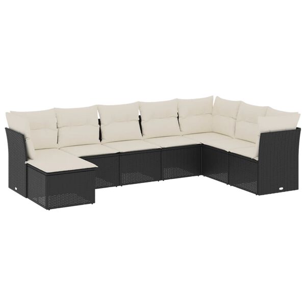 vidaXL Set Divani da Giardino con Cuscini 8 pz Nero in Polyrattan