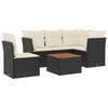 vidaXL Set Divano da Giardino 6 pz con Cuscini Nero in Polyrattan