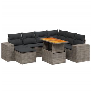 vidaXL Set Divano da Giardino 8 pz con Cuscini Grigio in Polyrattan