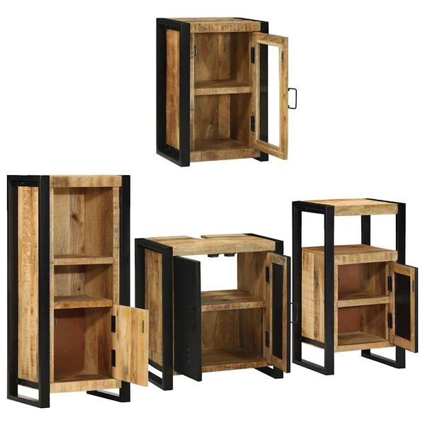 vidaXL Set di mobili per il bagno 4 pcs Legno di Mango Massello