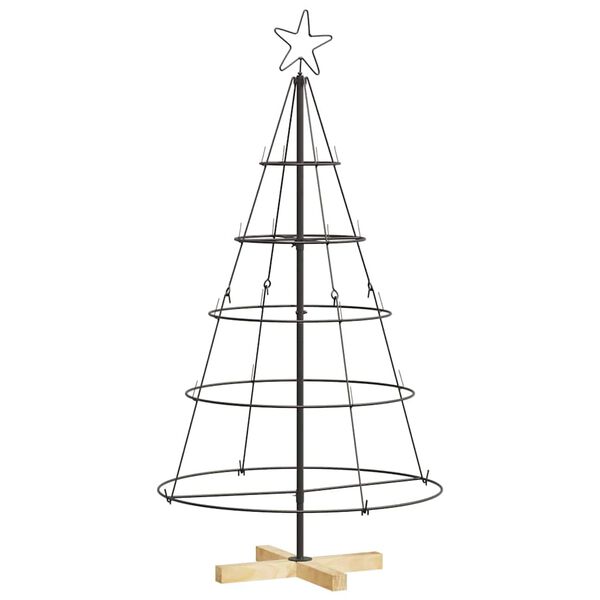 vidaXL Albero a Cono di Natale con supporto Nero 126 cm Acciaio