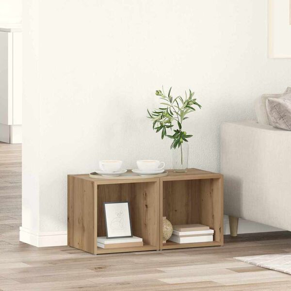 vidaXL Set mobile TV 2 pcs Rovere artigianale 37 x 35 x 37,5 cm