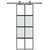 vidaXL Porta Scorrevole Nera 76x205 cm in Vetro Temperato e Alluminio