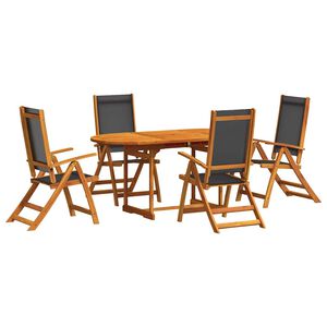 vidaXL Set Pranzo da Giardino 5pz Legno Massello di Acacia e Textilene