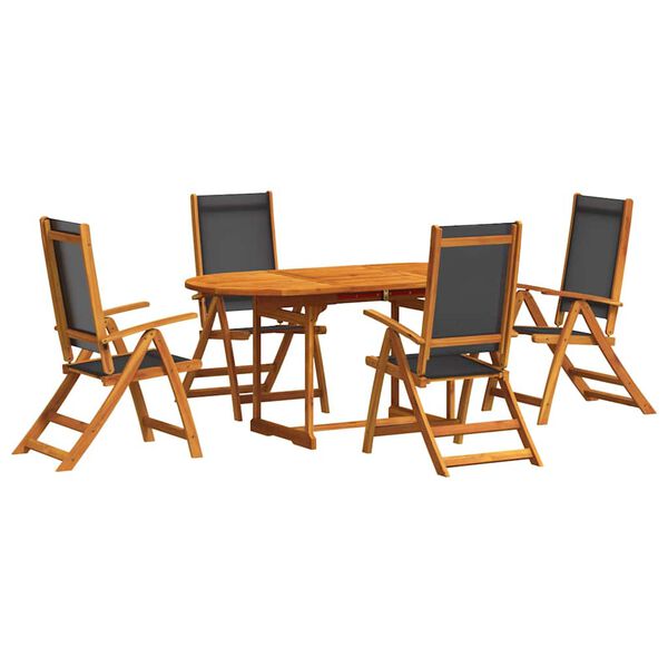 vidaXL Set Pranzo da Giardino 7pz Legno Massello di Acacia e Textilene