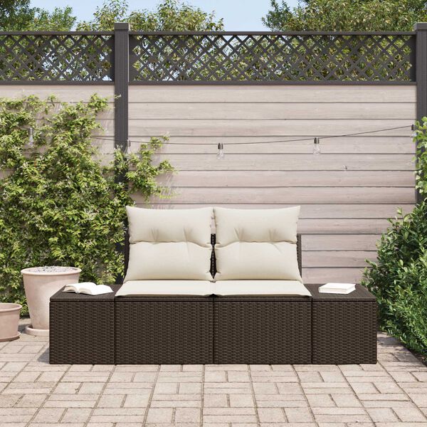 vidaXL Divano da giardino Marrone 123 x 62 x 69cm polyrattan