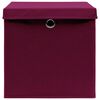 vidaXL Scatole con Coperchi 4pz Rosso Scuro 32x32x32 cm Tessuto