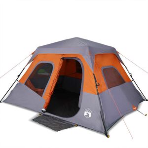 vidaXL Tenda Campeggio 6 Persone Grigio e Arancione Impermeabile