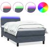 vidaXL Letto a Molle con Materasso e LED Grigio Scuro 80x220 cm Velluto