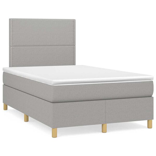 vidaXL Letto a Molle Materasso e LED Grigio Chiaro 120x190 cm Tessuto