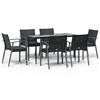 vidaXL Set Pranzo da Giardino 7 pz con Cuscini in Polyrattan e Acciaio
