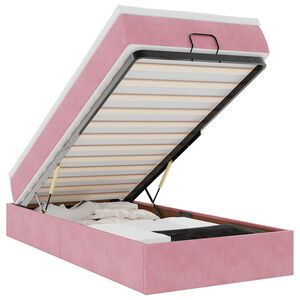 vidaXL Struttura Letto Pouf con Materasso Rosa 90x200 cm in Velluto