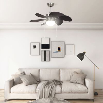 vidaXL Ventilatore da Soffitto con Luce 76 cm Marrone Scuro