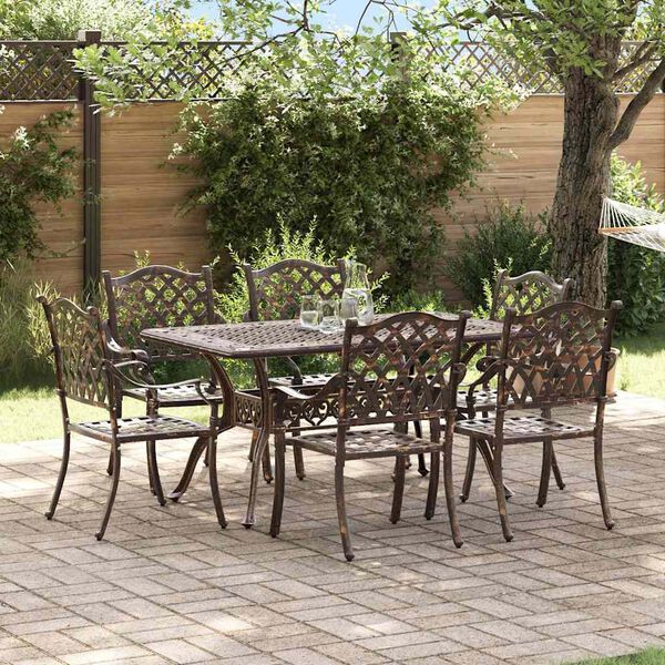 vidaXL Set da Pranzo per Giardino 7 pcs Bronzo Alluminio