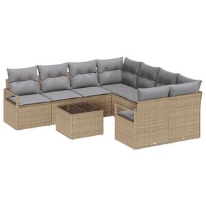 vidaXL Set di divani con cuscino 9 pcs Beige e grigio polyrattan