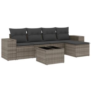 vidaXL Set Divano da Giardino 6 pz con Cuscini Grigio in Polyrattan