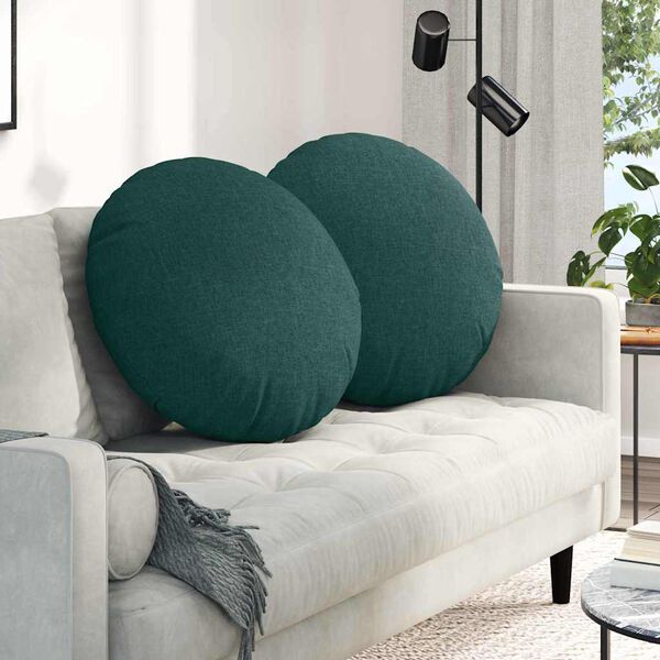 vidaXL Cuscini per Seduta 2 pcs Verde Scuro Ø80 x 29 cm Tessuto