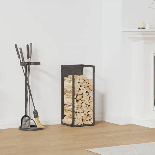 vidaXL Rastrelliera per Legna da Ardere Nera 25x25x60 cm