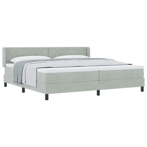 vidaXL Letto a molle con materasso Grigio chiaro 200 x 200 cm Velluto