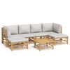 vidaXL Set Salotto da Giardino 7pz con Cuscini Grigio Chiaro Bamb&ugrave;