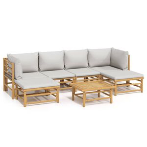 vidaXL Set Salotto da Giardino 7pz con Cuscini Grigio Chiaro Bamb&ugrave;