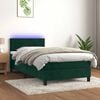 vidaXL Letto a Molle con Materasso e LED Verde Scuro 90x200cm Velluto