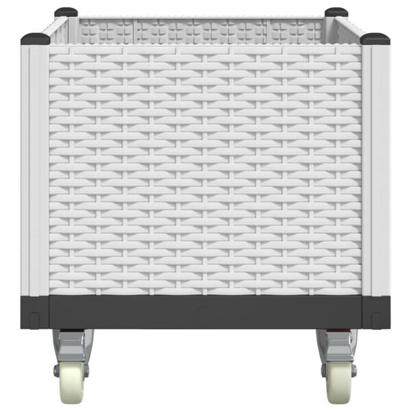 vidaXL Fioriera da Giardino con Ruote Bianca 80x50x54 cm in PP