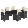 vidaXL Set da Pranzo da Giardino 7 pz Nero con Cuscini in Polyrattan