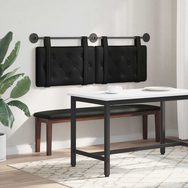 vidaXL Testata appesa Nero 130 x 55 x 5 cm Pelle Sintetica