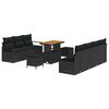 vidaXL Set Divano da Giardino 10 pz 9-Numero di posti Nero